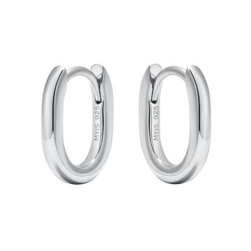 Minimal Long Mix Hoop Carrier Earrings in Sterling Silver Clear Rhodium Plated