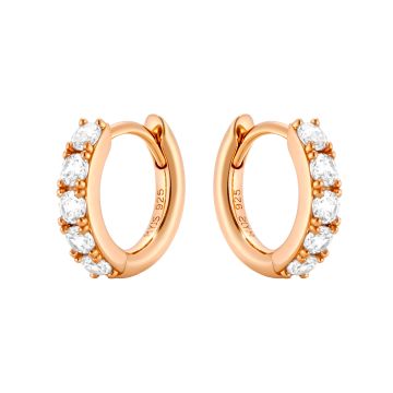 Eternity Bold Mix Hoop Carrier Earrings in Sterling Silver Clear Rose Gold Plated