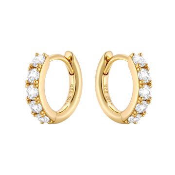 Eternity Bold Mix Hoop Carrier Earrings in Sterling Silver Clear Gold Plated