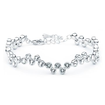 Fidelity Bracelet with Clear Swarovski Crystals Rhodium Plated