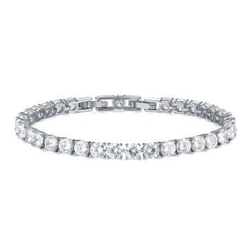 Jazz Tennis Bracelet with 5mm Clear Cubic Zirconia Bridal Rhodium Plated