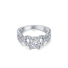 Regal Royalty Statement Ring Rhodium Plated Clear