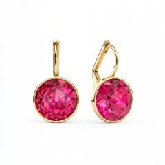 Bella Earrings 4 Carat Drop Earrings Fuchsia Crystals Gold Plated