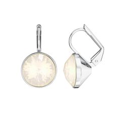 Bella Earrings with 4 Carat White Opal Crystals Silver Plated