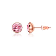 Signature Stud Earrings with 1 Carat Light Rose Swarovski Crystals Rose Gold Plated