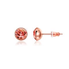 Signature Stud Earrings with 1 Carat Padparadscha Swarovski Crystals Rose Gold Plated