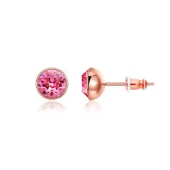 Signature Stud Earrings with 1 Carat Rose Swarovski Crystals Rose Gold Plated