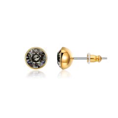 Signature Stud Earrings with 1 Carat Black Diamond Swarovski Crystals Gold Plated