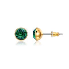 Signature Stud Earrings with 1 Carat Emerald Swarovski Crystals Gold Plated