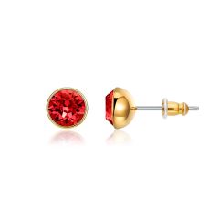 Signature Stud Earrings with 1 Carat Light Siam Swarovski Crystals Gold Plated