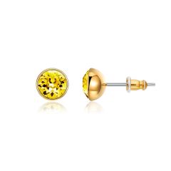 Signature Stud Earrings with 1 Carat Light Topaz Swarovski Crystals Gold Plated