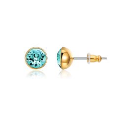 Signature Stud Earrings with 1 Carat Light Turquoise Swarovski Crystals Gold Plated