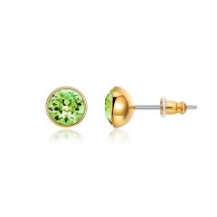 Signature Stud Earrings with 1 Carat Peridot Swarovski Crystals Gold Plated