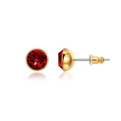 Signature Stud Earrings with 1 Carat Ruby Swarovski Crystals Gold Plated