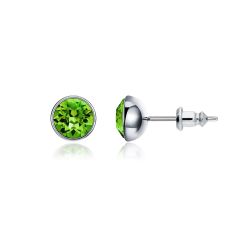 Signature Stud Earrings with 1 Carat Fern Green Swarovski Crystals Rhodium Plated