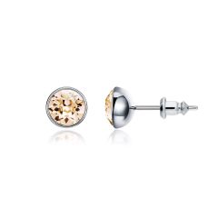 Signature Stud Earrings with 1 Carat Silk Swarovski Crystals Rhodium Plated