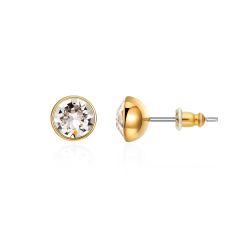 Signature Stud Earrings with 1 Carat Clear Swarovski Crystals Gold Plated