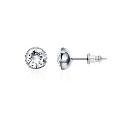 Signature Stud Earrings with 1 Carat Clear Swarovski Crystals Rhodium Plated