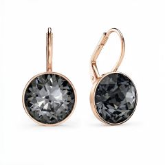 Bella Earrings 6 Carat Drop Earrings Crystal Silver Night Crystals Rose Gold Plated