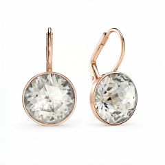 Bella Earrings 6 Carat Drop Earrings Crystal Silver Shade Crystals Rose Gold Plated