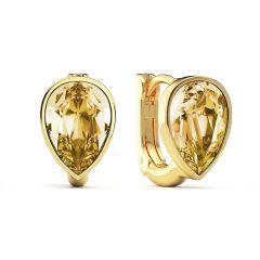 Teardrop Statement Hoop Earrings Crystal Golden Shadow Crystals Gold Plated