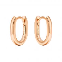 Minimal Long Mix Hoop Carrier Earrings in Sterling Silver Rose Gold Plated