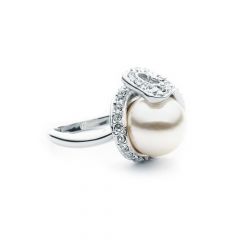 Crystal Pearl wrapped in crystal pave Ring