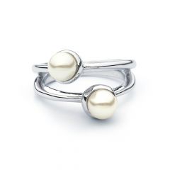 Purity Twin White Pearl Ring