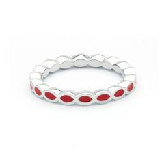 Ripple Stackable Ring in Red Enamel