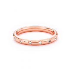 Droplet Crystal Studded Stackable Ring Rose Gold Plated