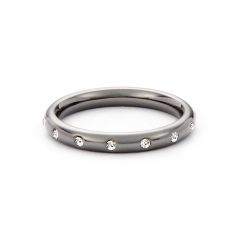 Droplet Crystal Studded Stackable Ring Gun Metal Plated