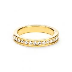 Eternity Round Statement Crystals Ring Gold Plated