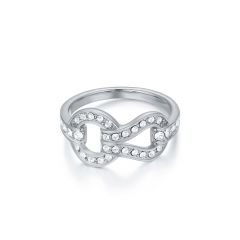 Love Knot Statement Ring with Swarovski Crystals Rhodium Plated