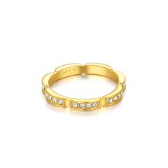 Maillon Link Ring with Swarovski Crystals Gold Plated