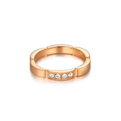 Maillon Unitary Link Ring with Swarovski Crystals Rose Gold Plated