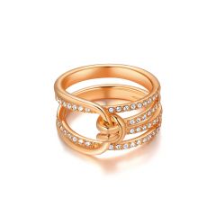 Lifelong Knot Statement Ring with Swarovski Crystals Rose Gold Plated