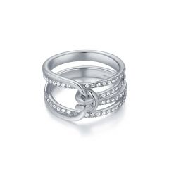 Lifelong Knot Statement Ring with Swarovski Crystals Rhodium Plated