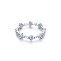 River of Hearts Stackable Ring with Swarovski Crystals Rhodium Plated