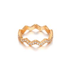 Zig Zag Stackable Ring with Swarovski Crystals  Rose Gold Plated