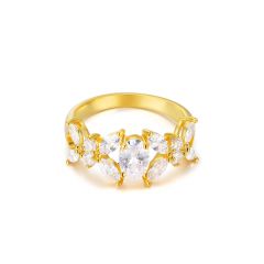 Victoria Statement Ring with Cubic Zirconia Gold Plated