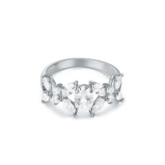 Victoria Statement Ring with Cubic Zirconia Rhodium Plated