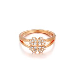 Clover Statement Ring with Swarovski Crystals Rose Gold Plated