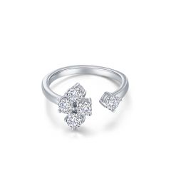 Cluster Open Ring with Cubic Zirconia Rhodium Plated