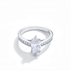 Attract Marquise CZ Solitaire Ring with Swarovski Crystals Rhodium Plated