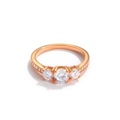 Attract Trilogy Ring with Clear Cubic Zirconia Rose Gold Plated