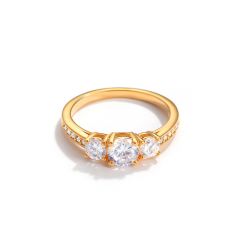 Attract Trilogy Ring with Clear Cubic Zirconia Gold Plated