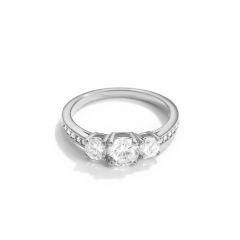 Attract Trilogy Ring with Clear Cubic Zirconia Rhodium Plated