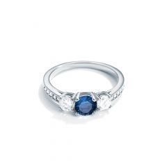 Attract Trilogy Ring with Montana and Clear Cubic Zirconia Rhodium Plated