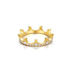 Sparkling Crown Ring with Swarovski Crystals Gold Plated