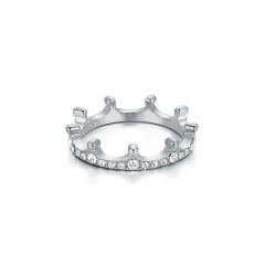 Sparkling Crown Ring with Swarovski Crystals Rhodium Plated